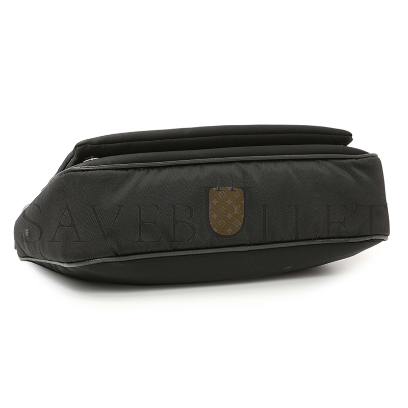 PRADA BLACK RE-NYLON SAFFIANO DOUBLE POUCH SHOULDER BAG 1BH168 (22*16*4.5cm) 